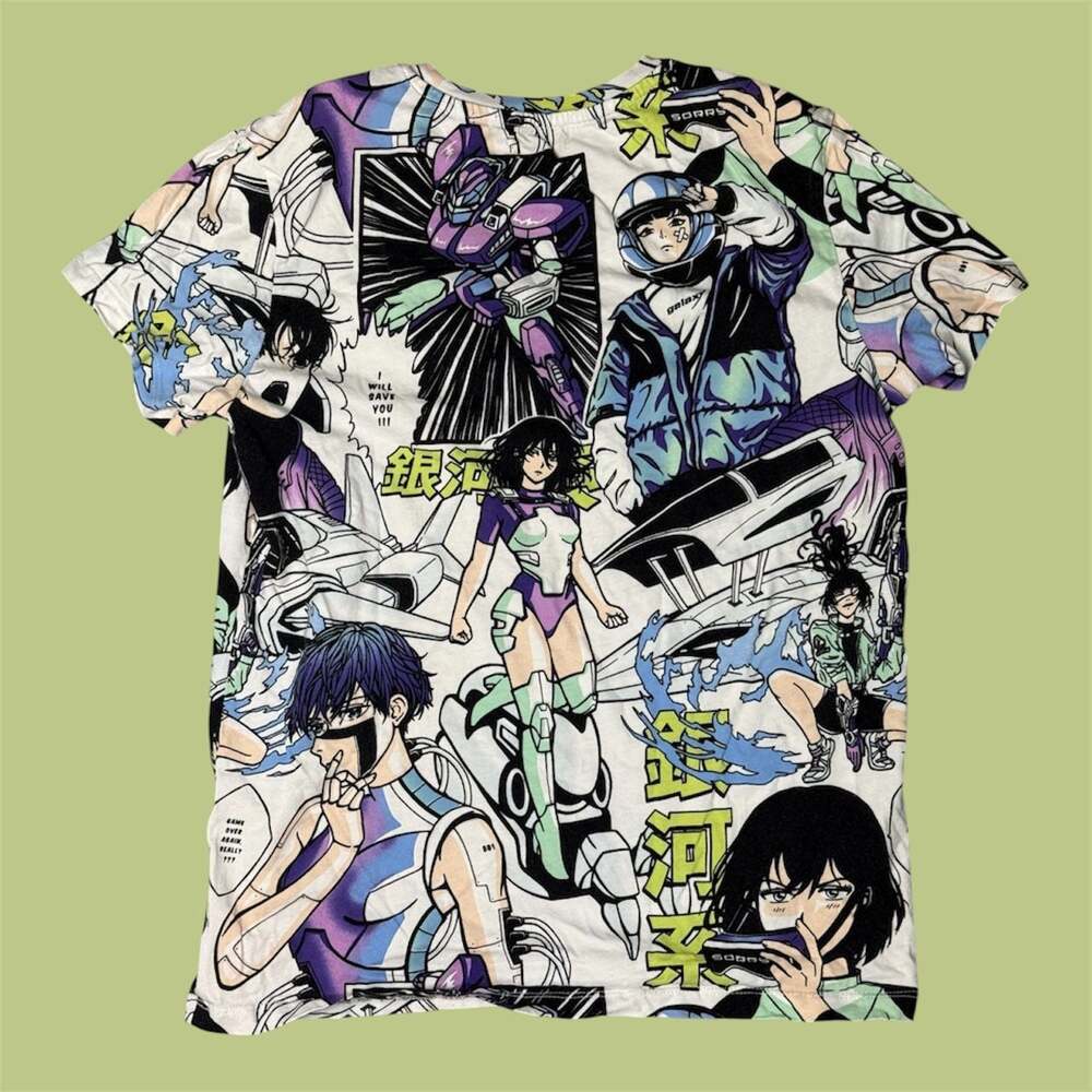 Bershka Anime Manga All-Over Print Graphic Tee
